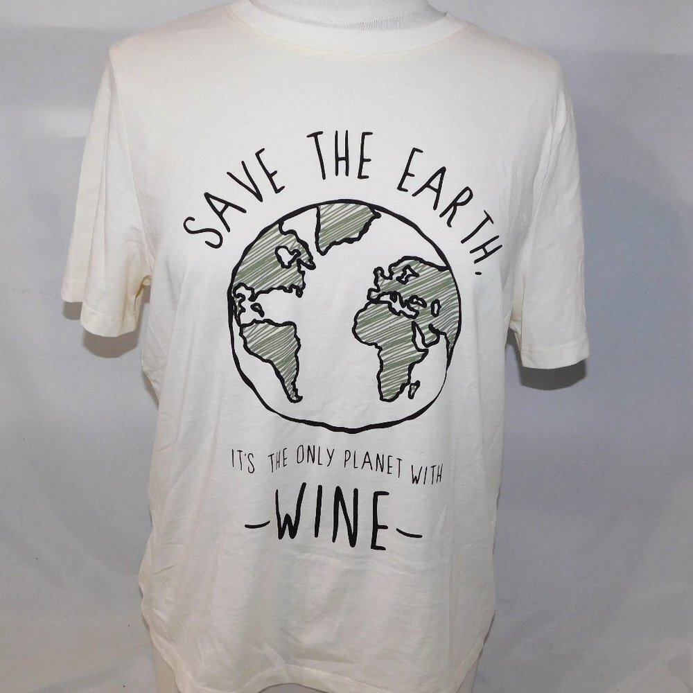 Wine T Shirt Save the Earth It's the Only Planet with Wine Womens L Novelteez